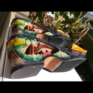 Hand Carved Wooden Heel Sandals